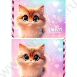 Альбом д/рисования-спираль 40л "Коты с большими глазами" ассорти NEW | Фото 3