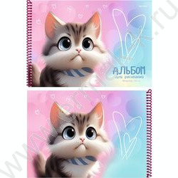 Альбом д/рисования-спираль 40л "Коты с большими глазами" ассорти NEW | Фото 4