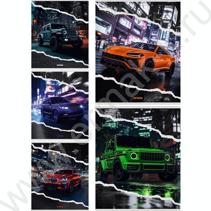 Тетрадь  48л клетка "Яркие машины в городе" /твин-лак/ ассорти | Фото 1