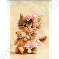 Блокнот  40л А6 "Котенок с плюшевым мишкой" /глянц.лам.,мат.лам./ NEW | Фото 1