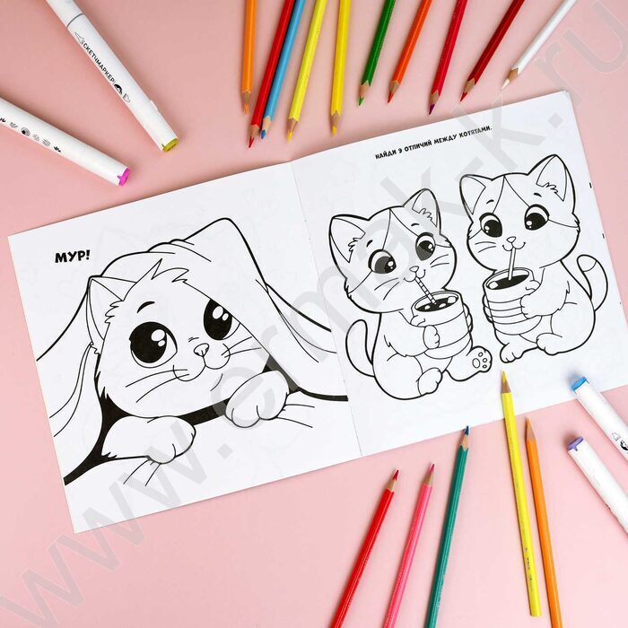 Раскраска 2115*215 Милые котики | Фото 2
