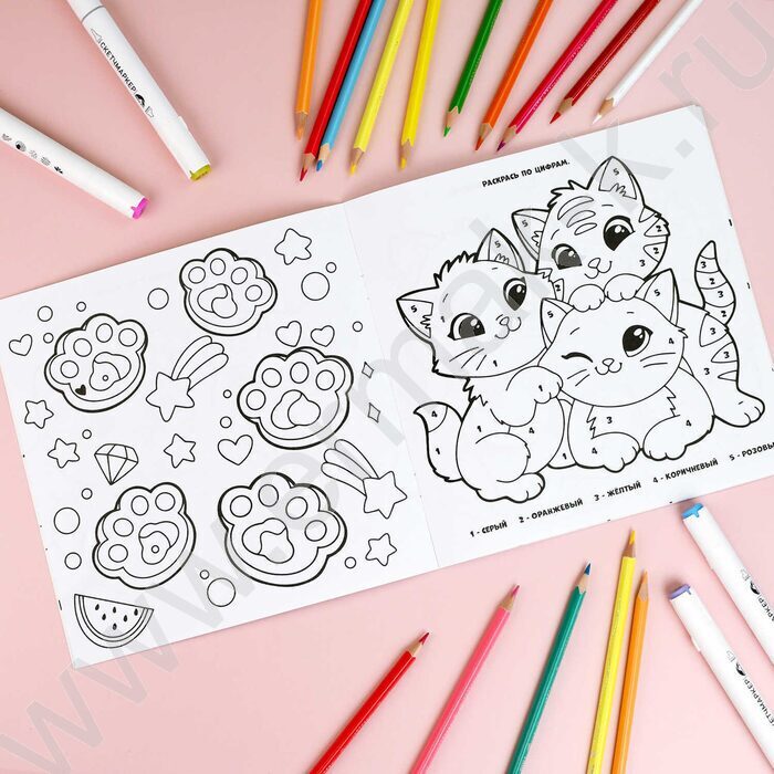Раскраска 2115*215 Милые котики | Фото 3