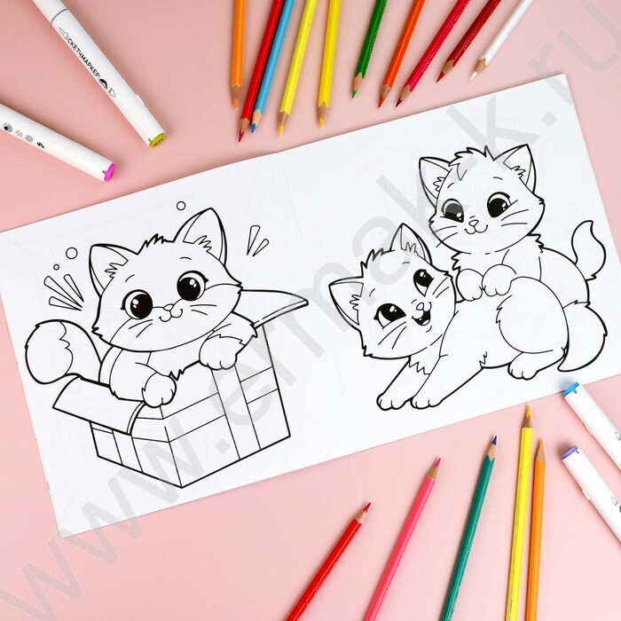 Раскраска 2115*215 Милые котики | Фото 4