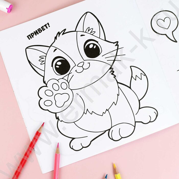 Раскраска 2115*215 Милые котики | Фото 5