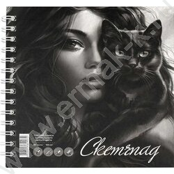 Скетчпад  80л 195*195 спираль "Девушка с котом" белый офсет 100 г/м²/перевертыш NEW | Фото 8