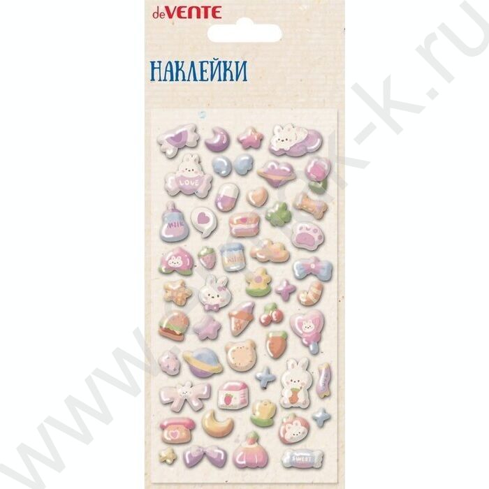Наклейки эпоксидные 3D "Зайцы в саду", в том числе для телефона, размер карточки 9*17,5см | Фото 1