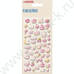 Наклейки эпоксидные 3D "Котики и лакомства", в том числе для телефона, размер карточки 9*17,5см NEW | Фото 1