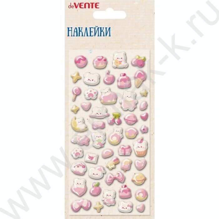 Наклейки эпоксидные 3D "Котики и лакомства", в том числе для телефона, размер карточки 9*17,5см | Фото 1