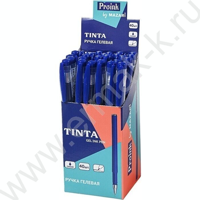 Ручка гелевая синяя 0,5мм Tinta /игла,корпус пл.цветной.сменный стержень 130 мм | Фото 2