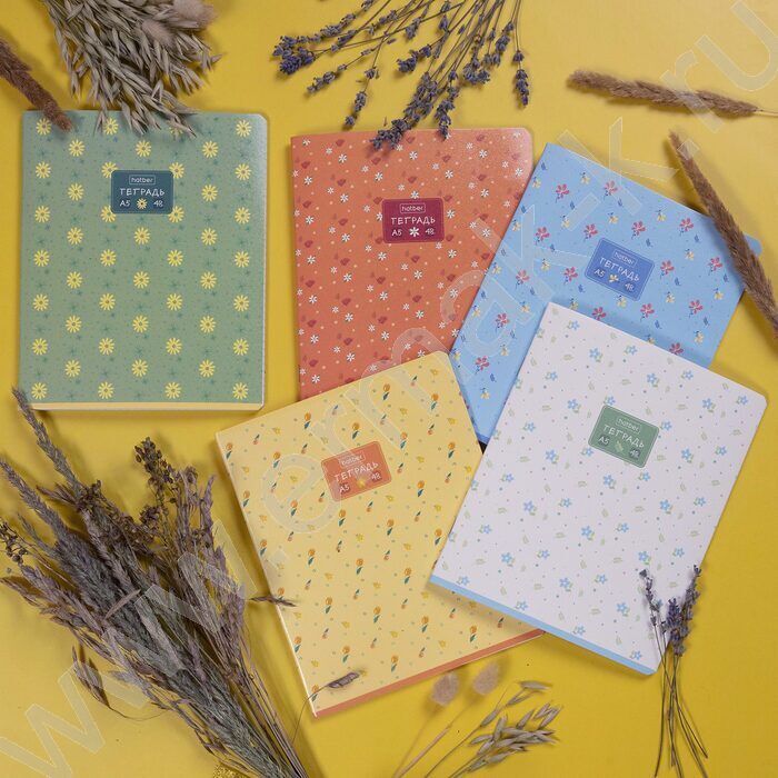 Тетрадь  48л клетка "Цветочный орнамент" /тиснение/ 5видов | Фото 6