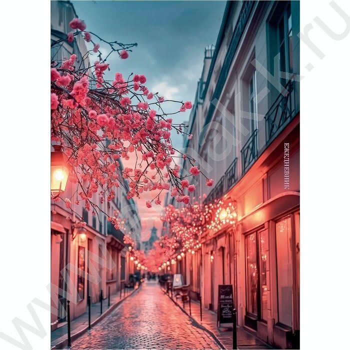 Ежедневник н/дат А5  80л Вечерние уличные огни /тв.обл.,софт-тач+выб.лак/ | Фото 2