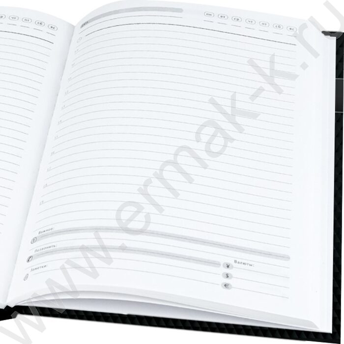 Ежедневник н/дат А5 128л Чёрная текстура /тв.обл.,глянец,матовый лак/ | Фото 5