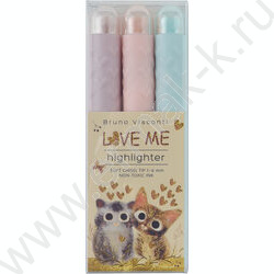 Текстовыделитель /набор  3цв/ 1-5мм косой LOVE ME NEW | Фото 1