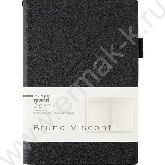 Ежедневник н/дат А5 128л Grand черный,ляссе:два в цвет обложки,линейка | Фото 9
