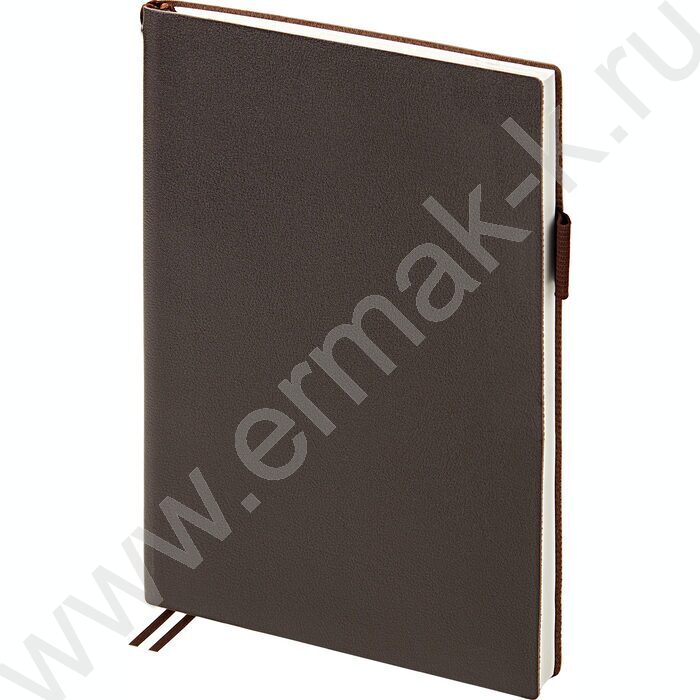 Ежедневник н/дат А5 128л Grand коричневый,ляссе:два в цвет обложки,линейка | Фото 1