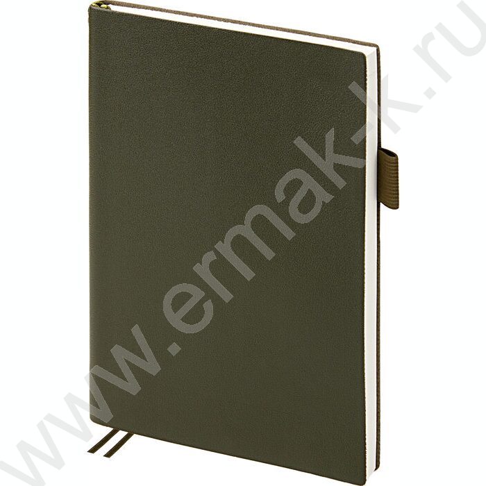 Ежедневник н/дат А5 128л Grand темно-зеленый,ляссе:два в цвет обложки,линейка | Фото 1