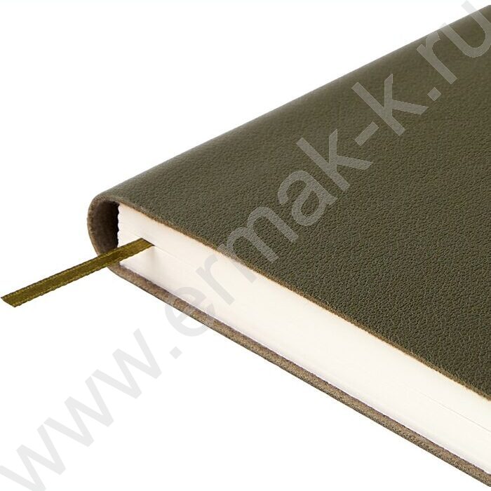 Ежедневник н/дат А5 128л Grand темно-зеленый,ляссе:два в цвет обложки,линейка | Фото 4