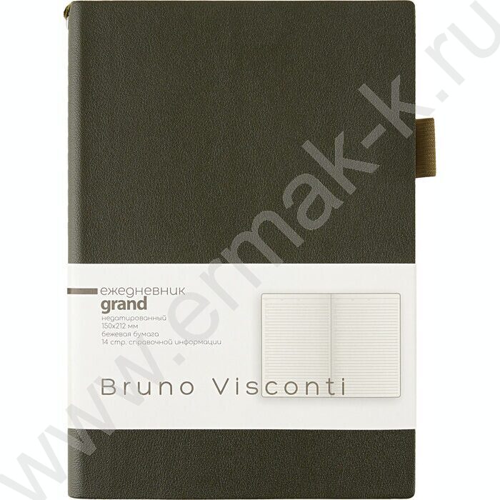 Ежедневник н/дат А5 128л Grand темно-зеленый,ляссе:два в цвет обложки,линейка | Фото 9