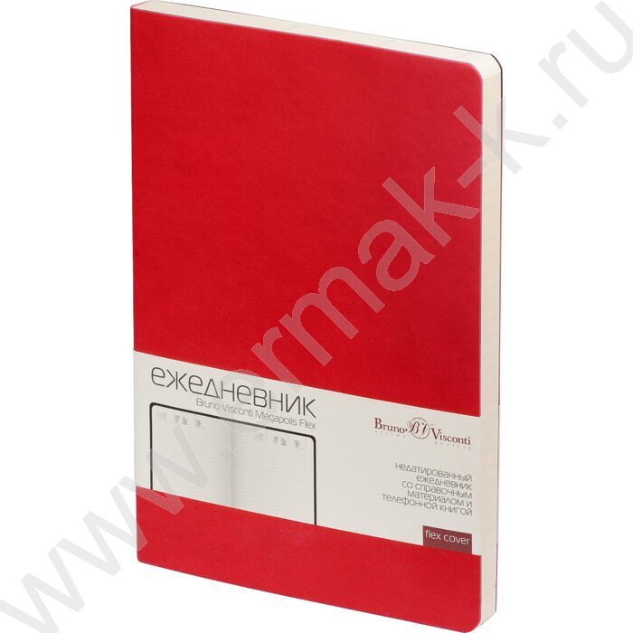 Ежедневник н/дат А5 136л Megapolis Velvet Flex красный,искус.кожа SOFT TOUCH,линейка | Фото 1