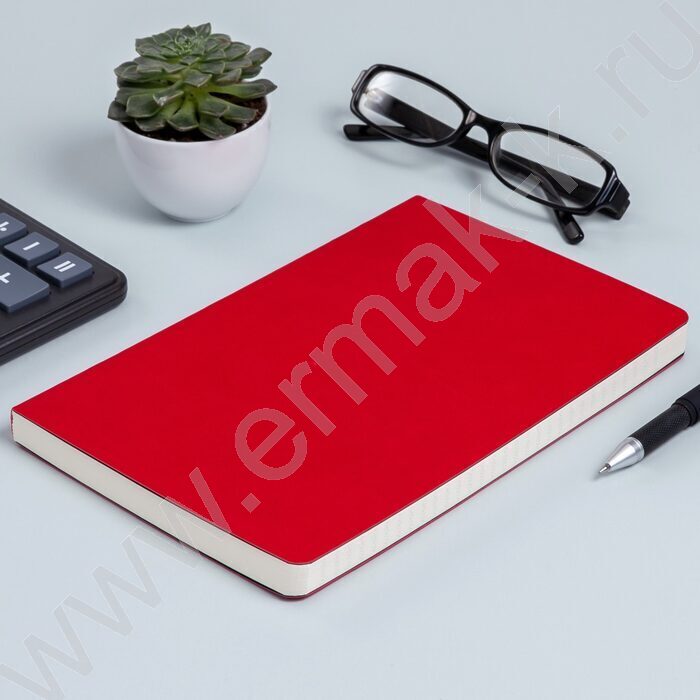 Ежедневник н/дат А5 136л Megapolis Velvet Flex красный,искус.кожа SOFT TOUCH,линейка | Фото 6