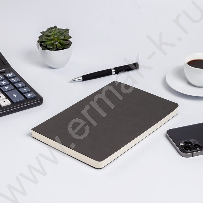 Ежедневник н/дат А5 136л Megapolis Velvet Flex серый,искус.кожа SOFT TOUCH,линейка | Фото 5