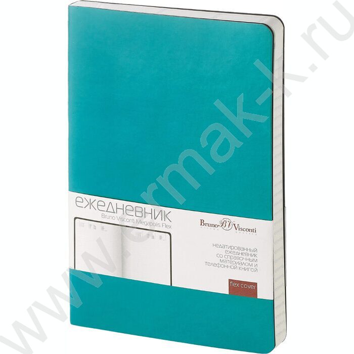 Ежедневник н/дат А5 136л Megapolis Velvet Flex морская волна,искус.кожа SOFT TOUCH,линейка | Фото 1