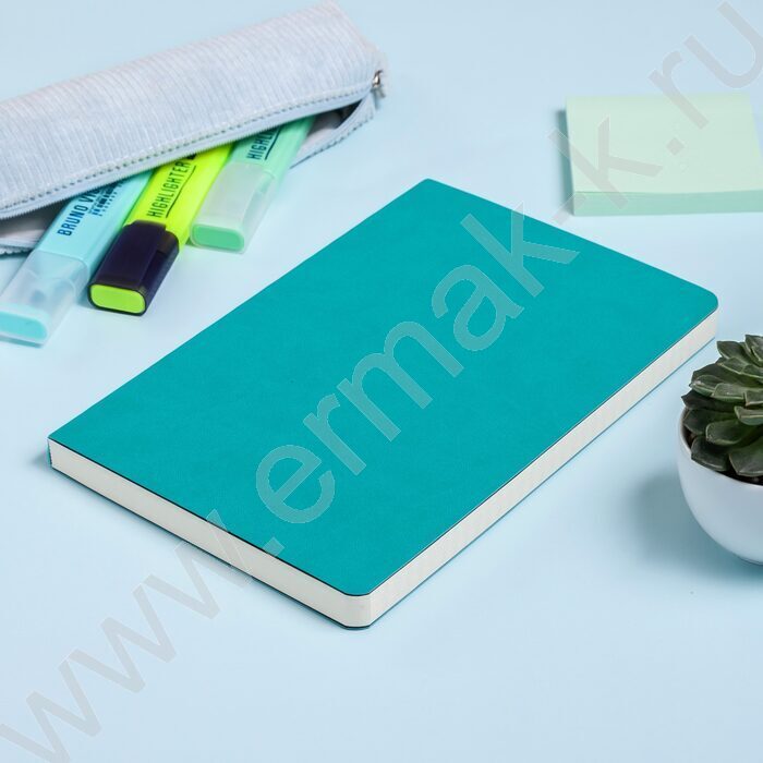 Ежедневник н/дат А5 136л Megapolis Velvet Flex морская волна,искус.кожа SOFT TOUCH,линейка | Фото 5