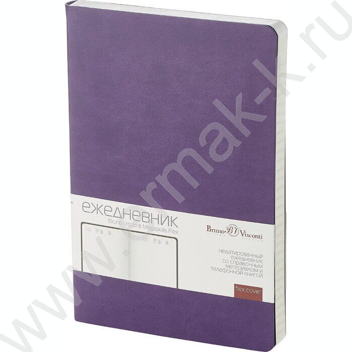 Ежедневник н/дат А5 136л Megapolis Velvet Flex фиолетовый,искус.кожа SOFT TOUCH,линейка | Фото 1