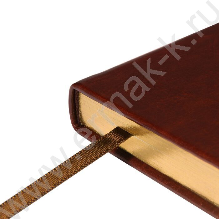 Ежедневник н/дат А5 136л Megapolis Nebraska коричневый,обрез блока:золотой,ляссе,линейка | Фото 7