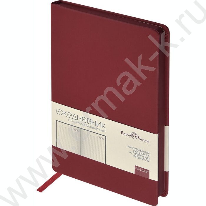 Ежедневник н/дат А5 136л Megapolis Color бордовый,искус.кожа SOFT TOUCH,ляссе,линейка | Фото 8