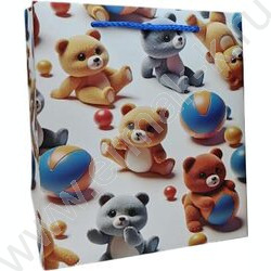 Пакет подарочный с матовой лам. 210гр 31*42*12см Медведи с мячами NEW | Фото 1