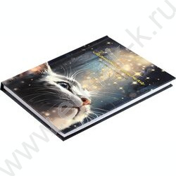 Зап. книжка  80л А6 тв.обл."Кот со звездами" /с алфавитной вырубкой/линия NEW | Фото 2