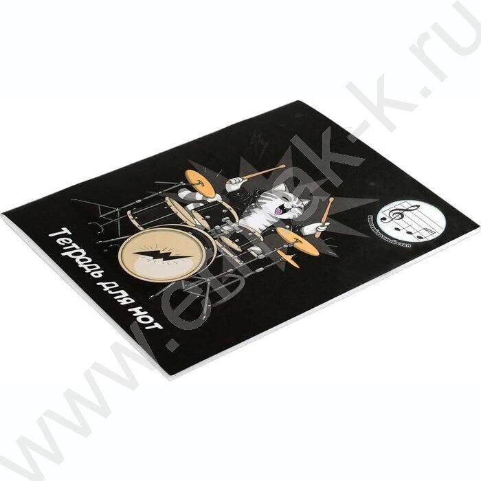 Тетрадь для нот 24л А5+ мл.классы "Кот-барабанщик" расширенный нотный стан | Фото 2