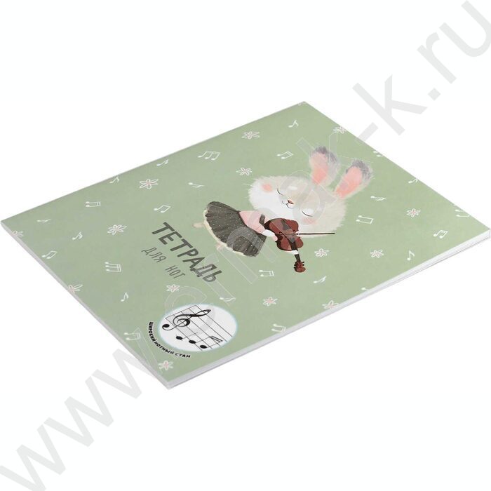 Тетрадь для нот 24л А5+ мл.классы "Зайка со скрипкой" расширенный нотный стан | Фото 2