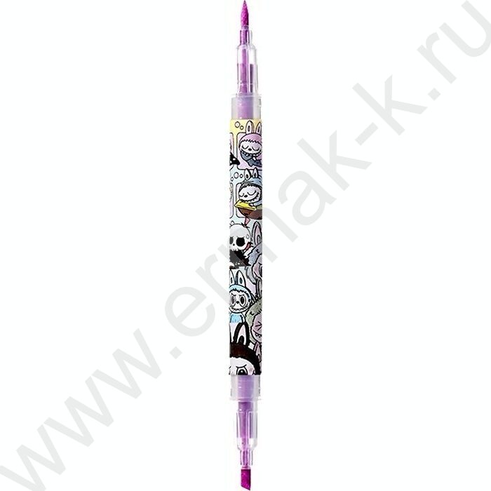 Текстовыделитель /набор 4шт цвета ассорти/ двусторонние 1-3мм косой  Зубастик | Фото 5