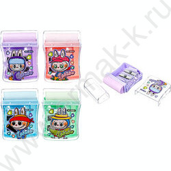 Точилка 2отв. пластик/с контейнером/ Зубастик ассорти+ластик NEW | Фото 1