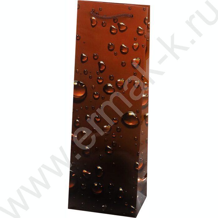 Пакет подарочный с глянцевой лам.157гр 12*36*8,5см (Бутылка) Капли | Фото 1