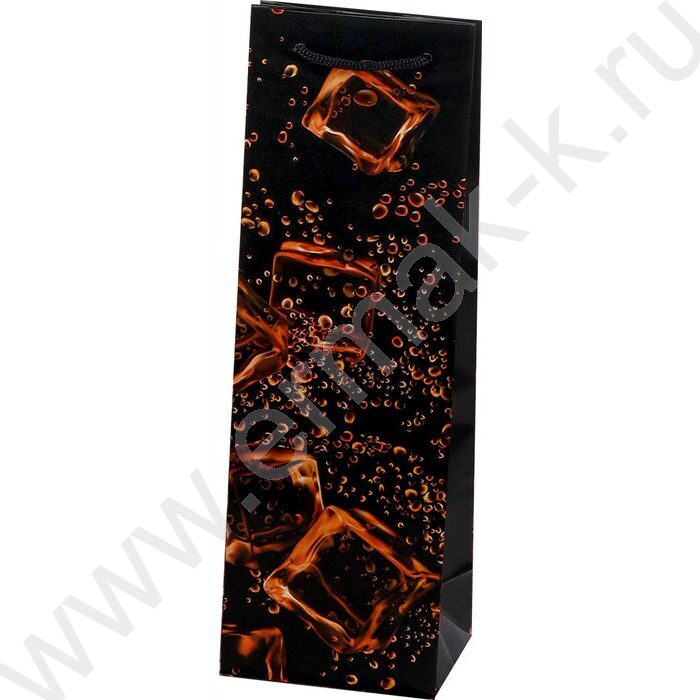 Пакет подарочный с глянцевой лам.157гр 12*36*8,5см (Бутылка) Кубики льда | Фото 1