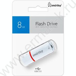Съемный носитель информации  8GB USB Flash Drive <USB 2.0> белый "Crown" NEW | Фото 3