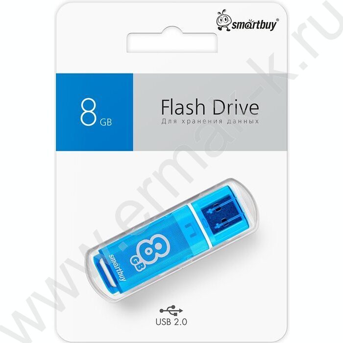 Съемный носитель информации  8GB USB Flash Drive <USB 2.0> голубой "Glossy" | Фото 3