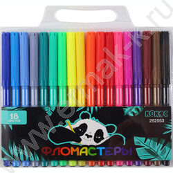 Фломастеры  18цв Панда смываемые вентилируемый колпачок,европодвес пл/уп NEW | Фото 1