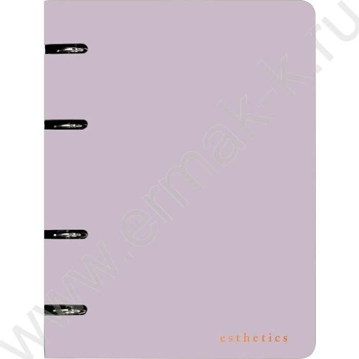 Тетрадь  80л А5 клетка/кольца /гибкая обл. искус. кожа/ "Esthetics" /лавандово-пепельная NEW | Фото 1