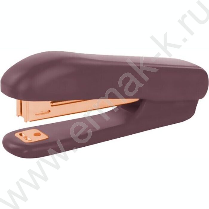 Степлер №10  12л пластик бургунди /встроен антистеплер /метал. детали - розового золота | Фото 1