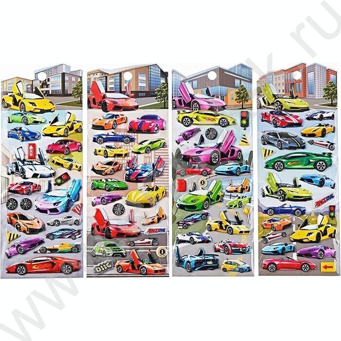 Наклейки декоративные  9,5*25см Машинки ассорти | Фото 1