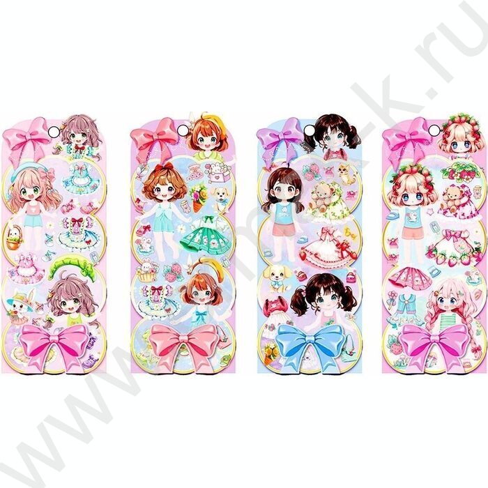 Наклейки декоративные 23,5*9,5см Наряди куклу ассорти | Фото 1