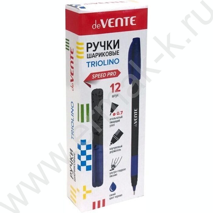 Ручка шар Triolino Black синяя 0,7мм /игольч. пишущий узел, черный трехг.корпус с каучук. держат NEW | Фото 2