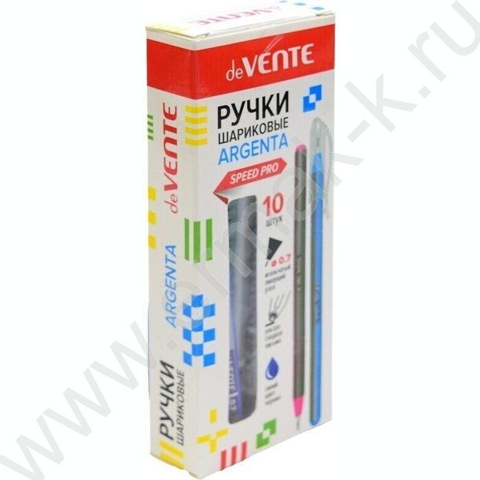 Ручка шар одноразовая 0,7мм Argenta синяя /серебристый корпус с цветными полосками NEW | Фото 2