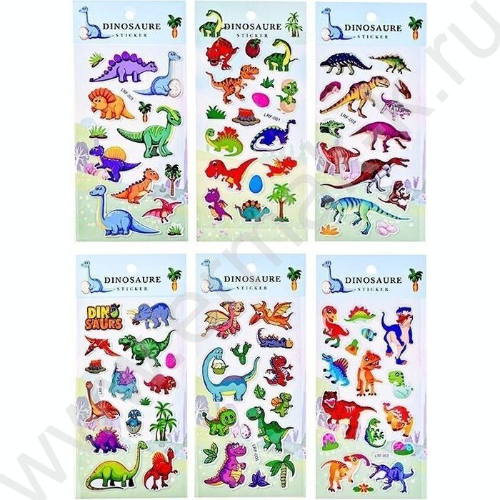 Наклейки декоративные 10*22см Динозавры ассорти | Фото 1