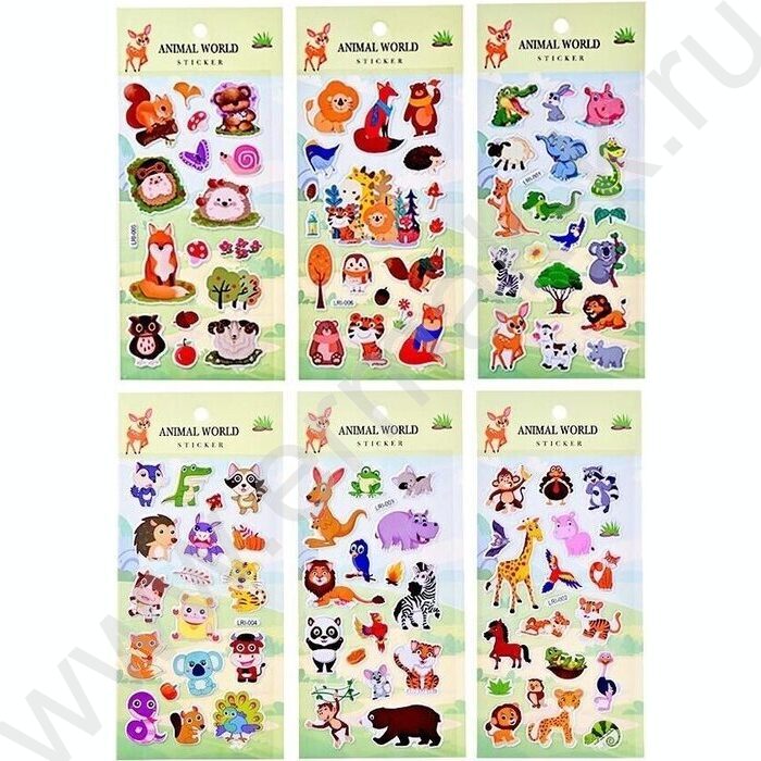 Наклейки декоративные 10*22см Животные ассорти | Фото 1