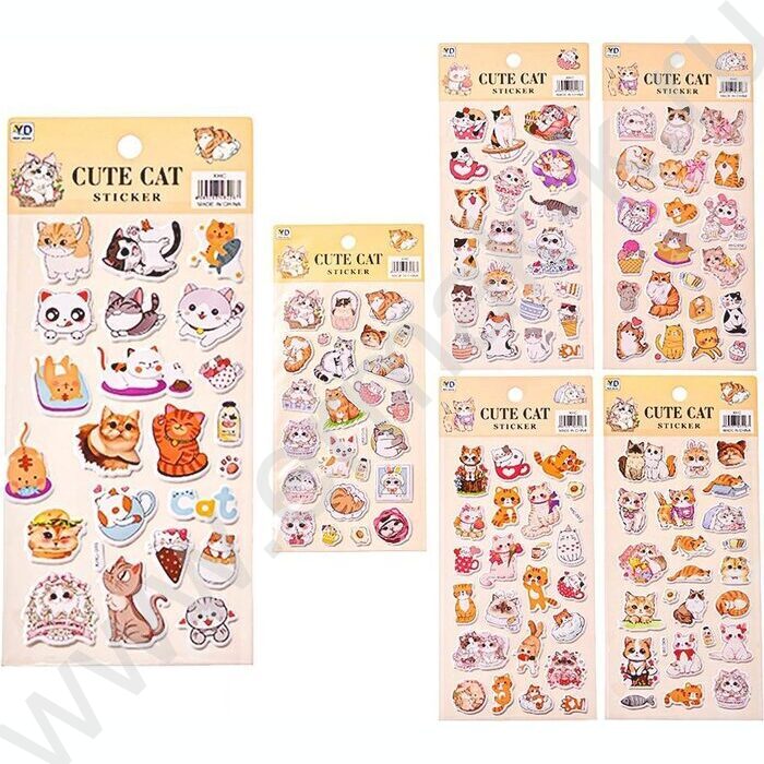 Наклейки декоративные 10*22см Котики ассорти | Фото 1